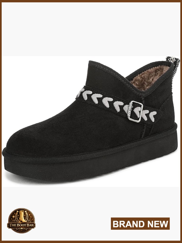 Women's Vegan Ankle Booties Slip-On Faux Shearling Lined Platform Sole